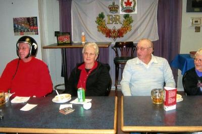 Royal Canadian Legion, Branch # 141, Grey Cup Party, Peter Batchelor, Esther Batchelor, Lorry Myatt, Lois Allen, 
Dawson Creek, B.C., 
November 25, 2012